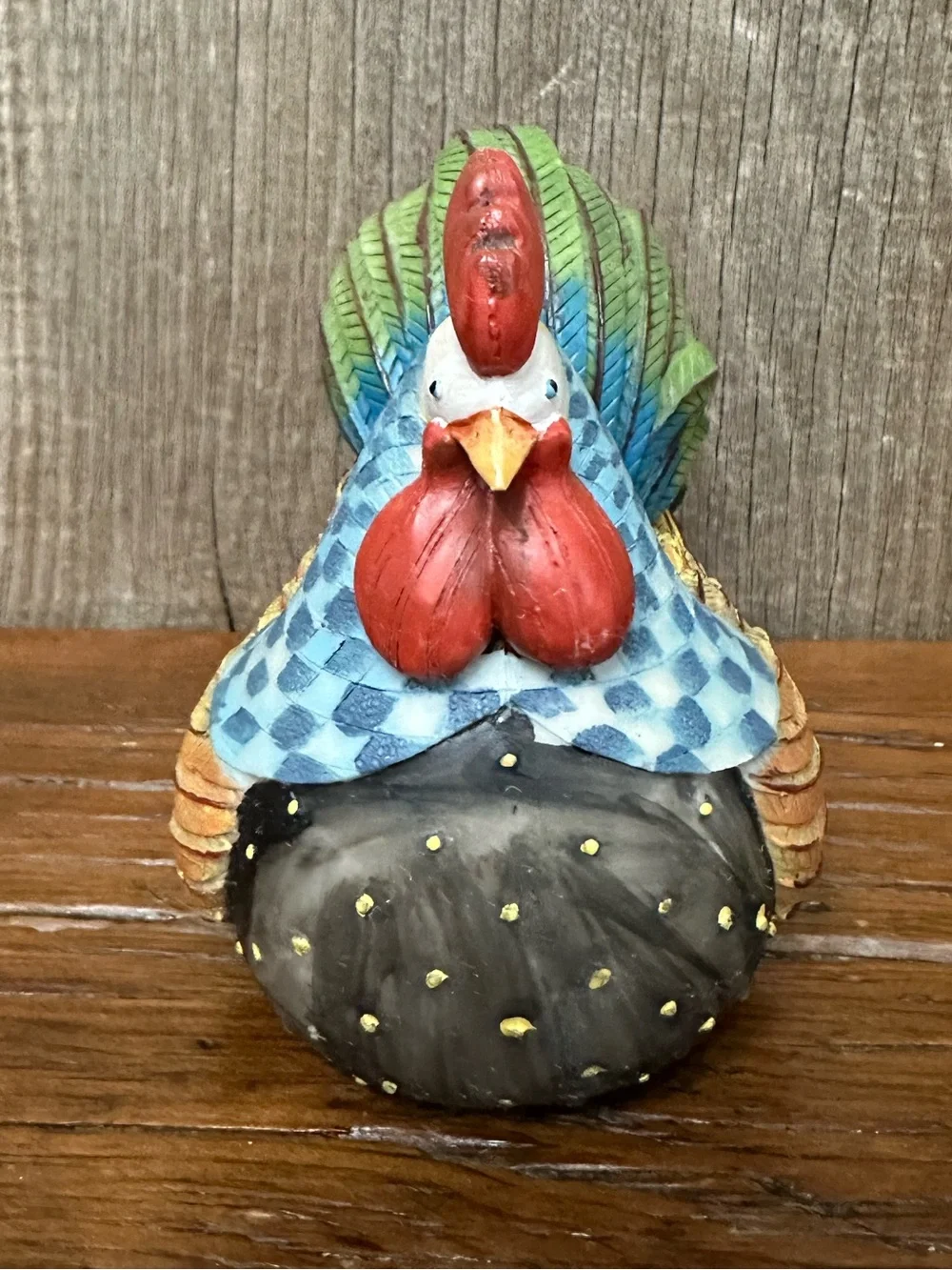 Rooster Folk Art Figurine in Hard Plastic Polyresin